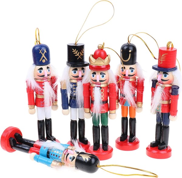 Nussknacker Figuren 12Cm 6 StüCk Weihnachtsschmuck Baumbehang Geschenke-image
