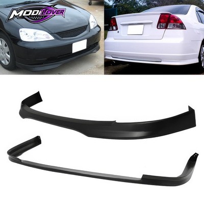 Fits 01-03 Honda Civic 4DR TR Style Front + Rear Bumper Lip PP