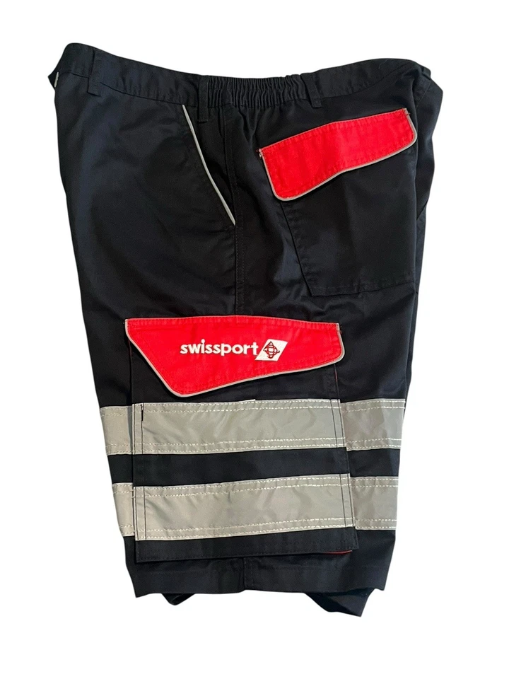 Swissport Hi-Vis Cargo Work Shorts Size L 36 Waist Black Reflective Safety NEW - Image 4 of 4