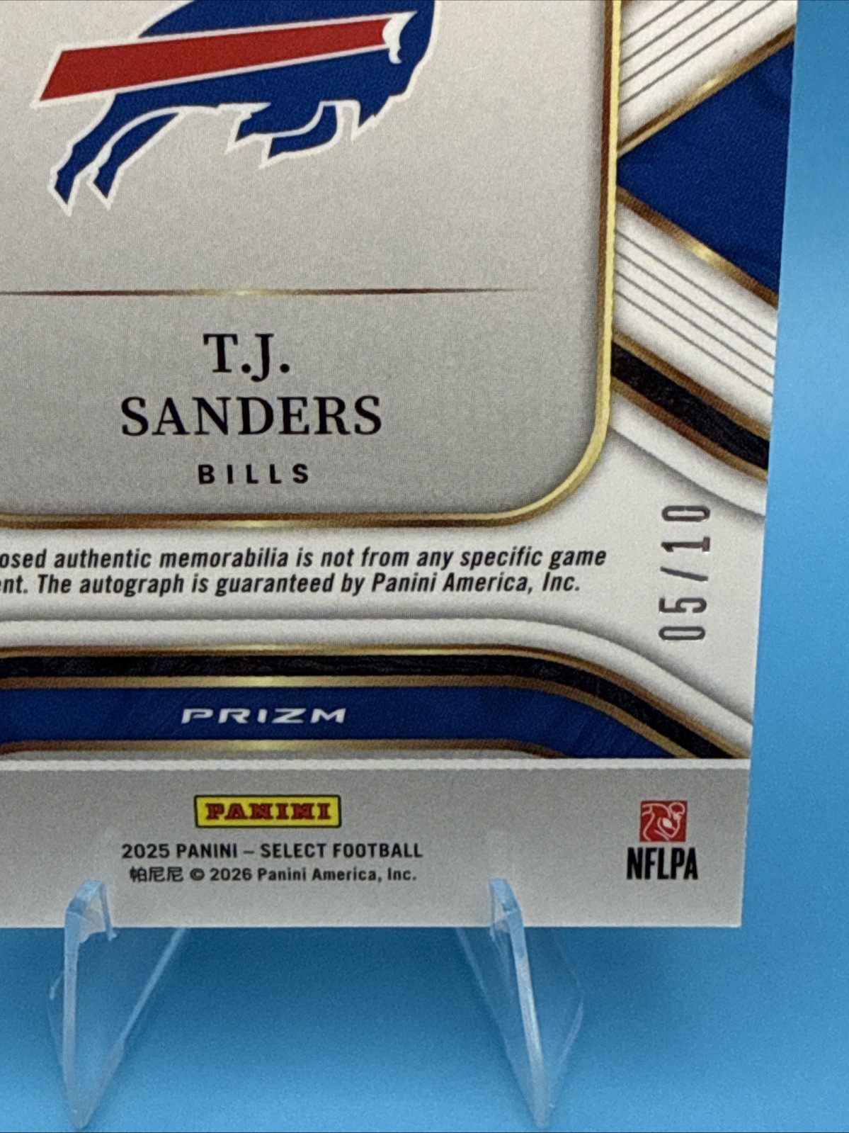 2025 Panini Select T.J. Sanders Jumbo Rookie 4-Color Patch Auto Gold /10 JRS-TSS view 12