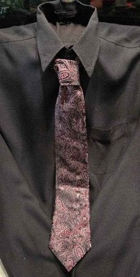 Canali Italy Silk Tie Men Burgundy Silver Black Intricate Luxury Paisley Classi