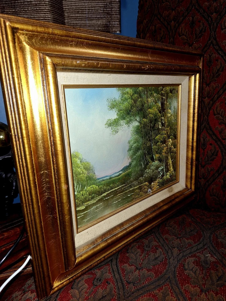 Vintage Oil Painting Landscape Signed 13"x14" - Image 2 of 4