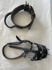 Adjustable Leather Strap Basket Muzzle Medium Dog Steel 2 Leather Collar Handle