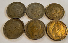 6 x Great Britain Half Crown 50% Silver 2 x each 1942, 43, and 44  Good to Fine
