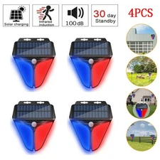 4Pcs Solar Alarm Strobe Light Motion Sensor Lamp Waterproof Security Outdoor New