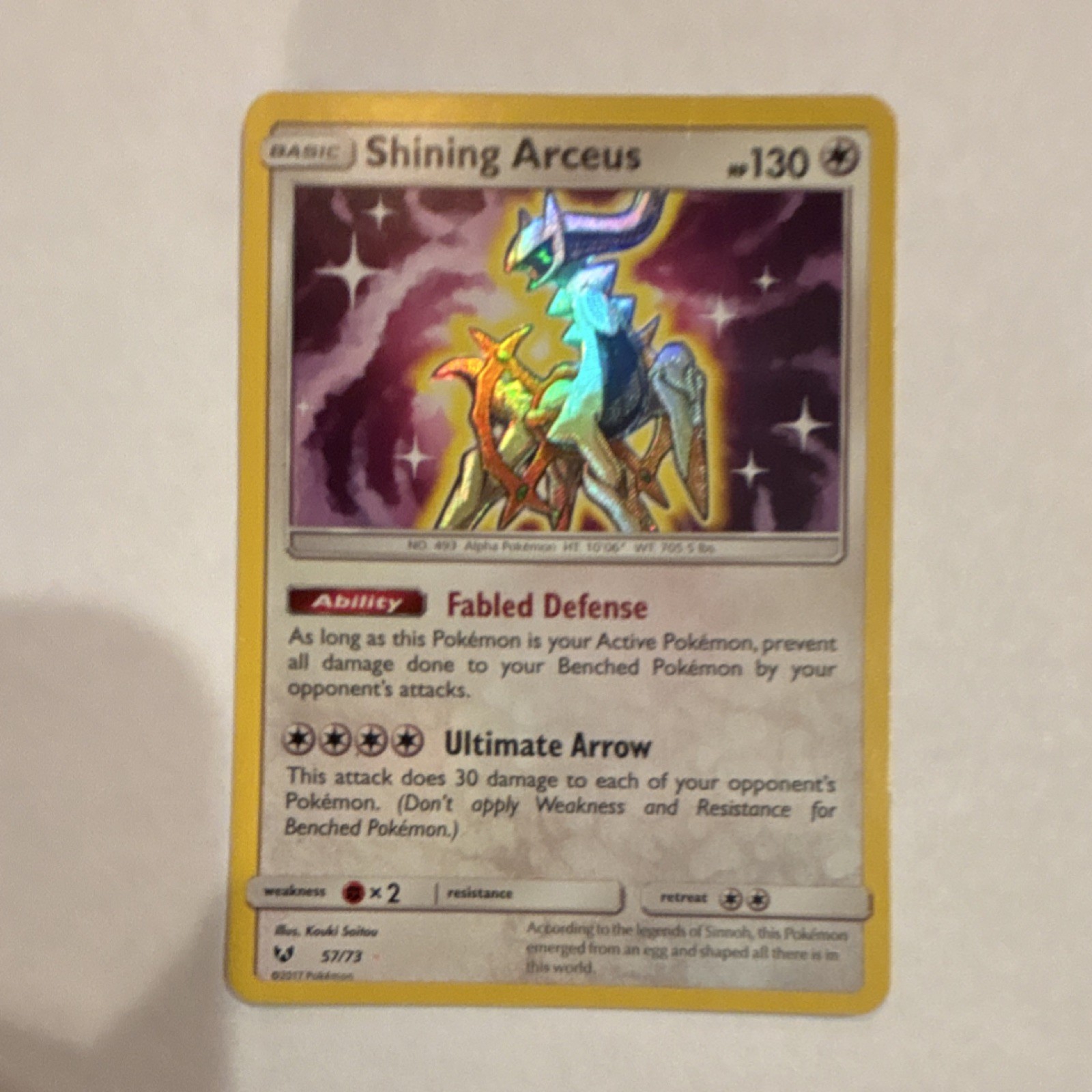 Shining Arceus 57/73 Shining Legends Holo Shiny Holo Rare English 2017 130 HP