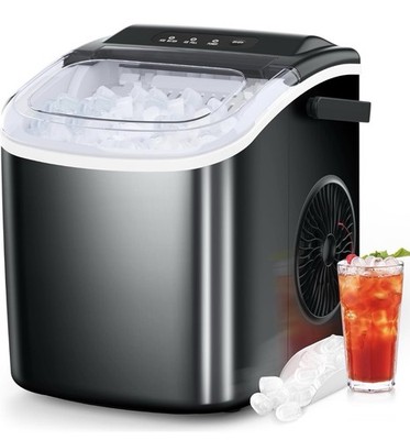 Ice Maker Countertop, Portable Ice Machine with Self-Cleaning, 26.5Lbs/24Hrs, 9 