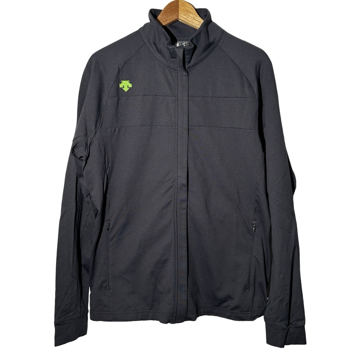 Descente Men's Golf Jacket Full Zip Pockets Sofileta Fabric Black