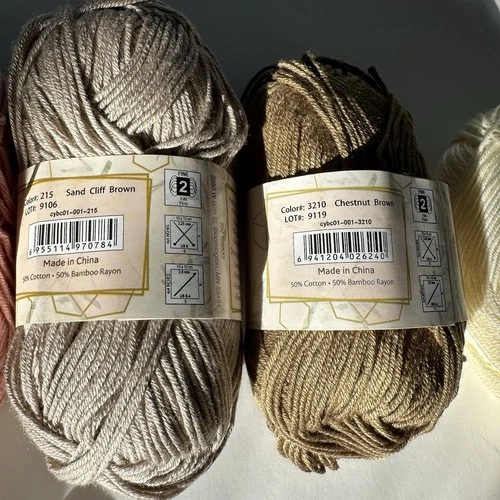 Jubilee Cotton Bamboo Pink Ivory Chestnut  Fine 4 Skeins Pastel image 5
