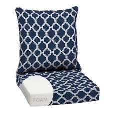 Arden Outdoor Deep Seat Cushion Set, Foam, 24x24, Blue Trellis 1 Pack