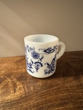 Tazza caffè vintage in vetro latte cipolla blu nocciola Atlas blu cobalto