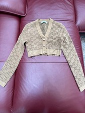 Fendi Calligraphy All-Over Pattern Cropped Knit Cardigan M