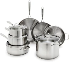 GreenPan Stainless Steel Cookware Set, 11 Piece, Induction Cookware, Silver