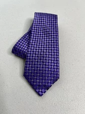 Geoffrey Beene Purple and Gray Geometric 100% Silk Designer Tie