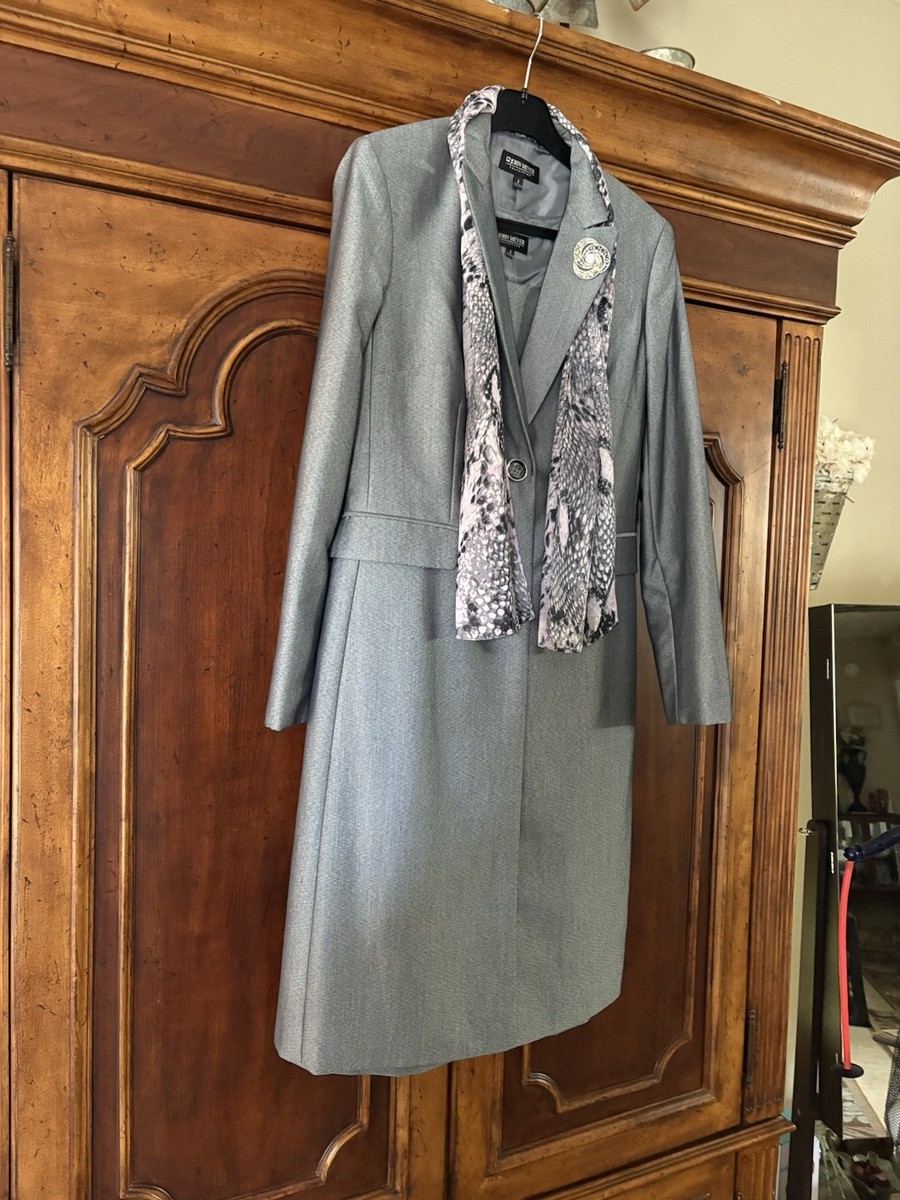 ladies grey dress coat Grey Wool Long Wrap Coat with A-Line Belted Silhouette Gray / XS