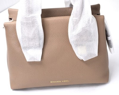 Michael Kors Rollins Small Satchel Tote Handbag Truffle/Gold New with Tags