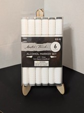 Alcohol Marker Set 6 pc Twin Tipped Chisel Brush Gray Tones Master Touch