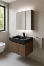 WITIT SET COMPLETO MOBILE BAGNO SOSPESO NOCE SCURO IN LEGNO BC007 DA 70 o 100 CM