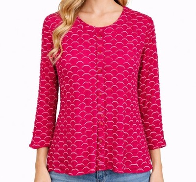 Habitat Clothes to Live In Pink White Honeycomb Texture Knit Top Artsy Size S