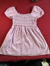 American Eagle Cottage Mini Dress W/pockets Women size M Purple/Lavender Smocked