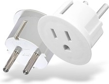 OREI American USA To European plug adapter   Type E/F schuko 2 Pack, White