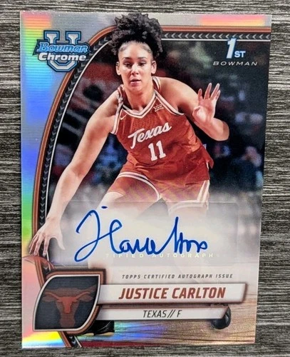 2024-25 Bowman U Chrome Justice Carlton Prospect Auto Refractor 1st  #38 Texas