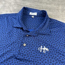 Peter Millar Polo Shirt Mens Extra Large Blue All Over Print Golf Summer Comfort