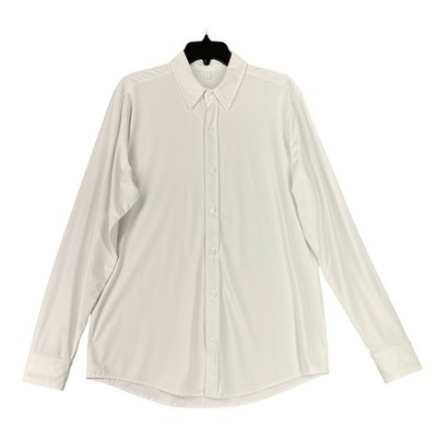 Unbranded White Performance Button Down Shirt Mens L Stretch Dress Work High End