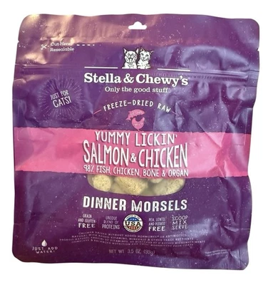 New ListingStella & Chewy's Freeze-Dried Raw Cat Dinner Morsels Salmon & Chicken 3.5 oz Bag