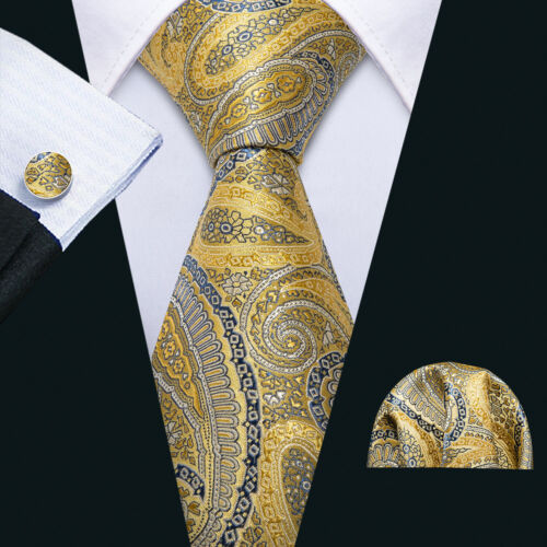 200 Color Mens Ties Paisley Striped Floral Solid Silk Tie Necktie Set Wedding - Imagen 61 de 246