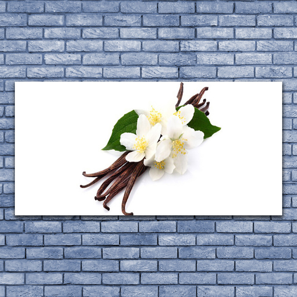 Impression sous verre 140x70 Floral Vanille art mural haut de gamme