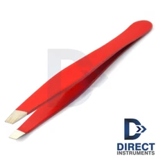 Professional Eyebrow Tweezers Red Women Hair Removal Slanted Tip Makeup Beauty