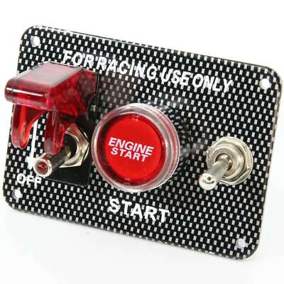 Start Stop Schalter Panel Carbon Racing Knock out LED Licht rot 12V Relais