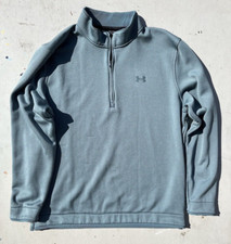 Men s Under Armour Pullover Sweatshirt Blue Green 2XL Activewear Sport Heavy
