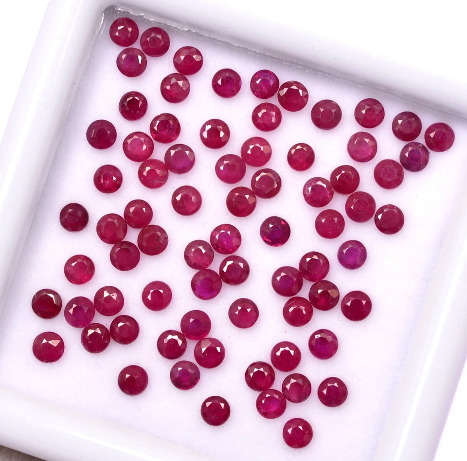 Natural Ruby Round Cut 2.50 mm Lot 20 Pcs Calibrated Loose Gemstones  - Image 2 of 3