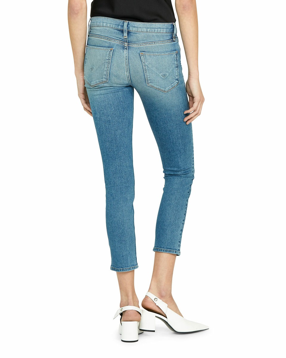 NEW HUDSON LOS ANGELES TALLY MID RISE CROP BLUE DENIM SKINNY JEANS PANTS SZ  28