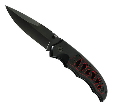 Herbertz - folding knife G10 black net red blade black stainless clip - 223711