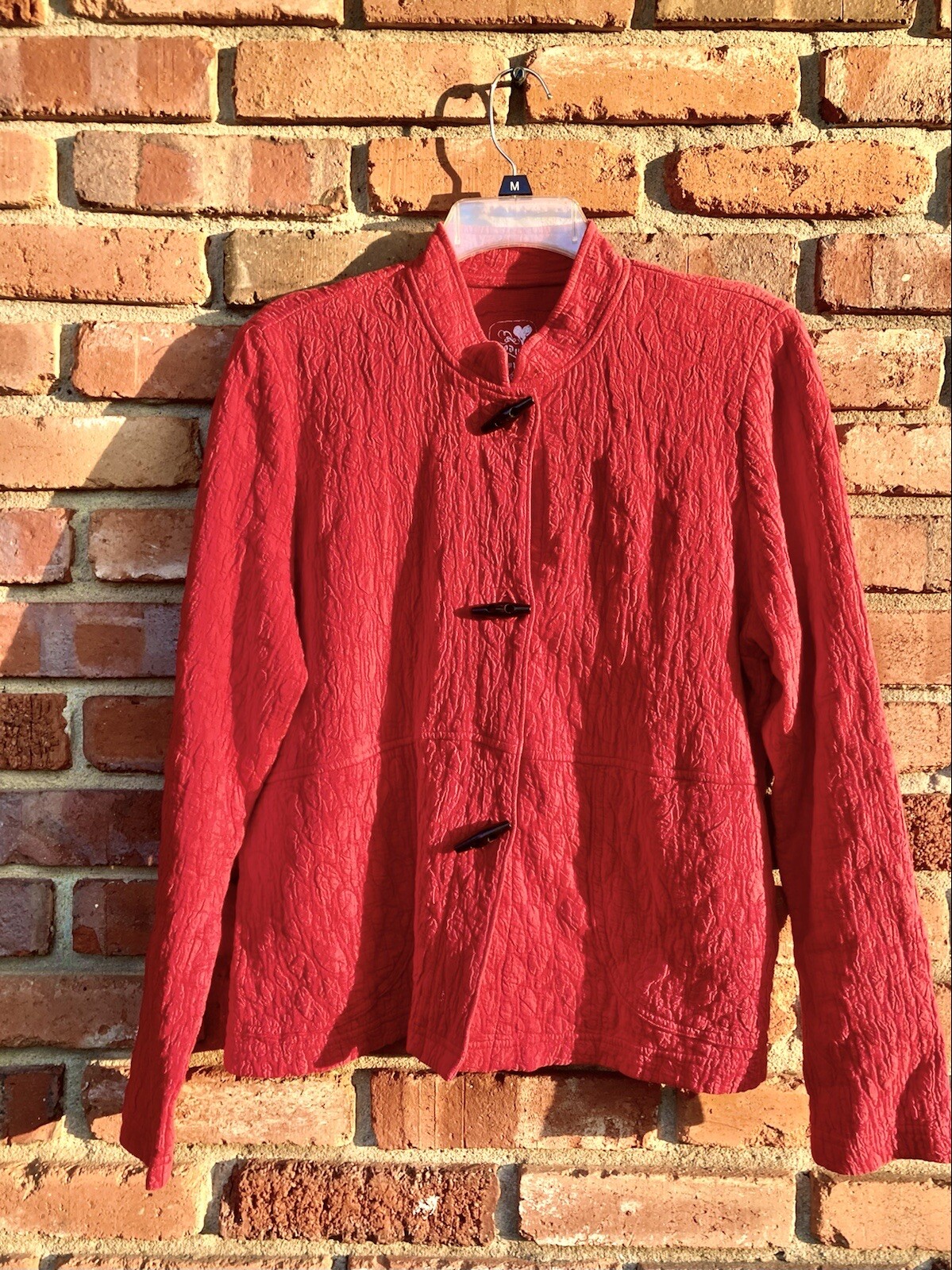 Vintage Produce Company Red Jacket Textured Cotton Bu… Gem