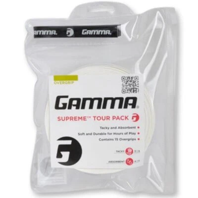 Gamma Overgrip Griffband Supreme 15 Tour Pack Weiß, langlebig, griffig