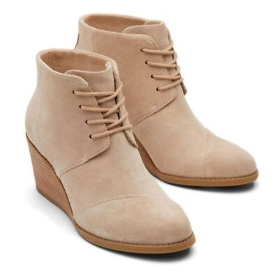 TOMS Hyde Sand Suede Wedge Boot, Size 7, NWT