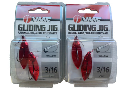 4  (2 packs of 2) VMC Candy Red Willow Gliding Jigs 3/16 oz
