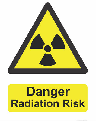 Danger Radiation Risk Warning Self Adhesive Vinyl Gloss Sticker 125mm x 160mm