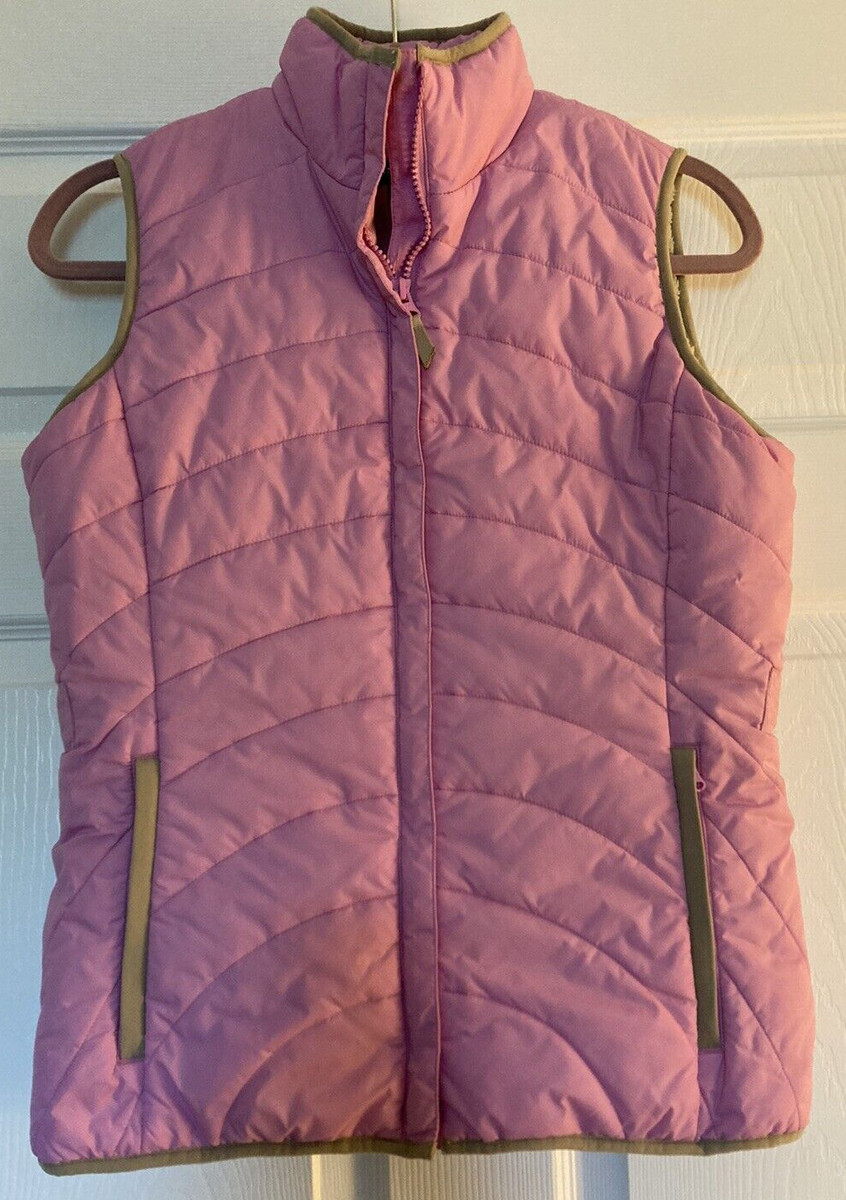 pink and tan puffer vest