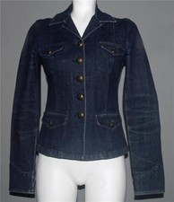 Ralph Lauren Jeans Co. Dark Blue 4-Pkt Metal Crest Buttons Denim Jacket Wm's S