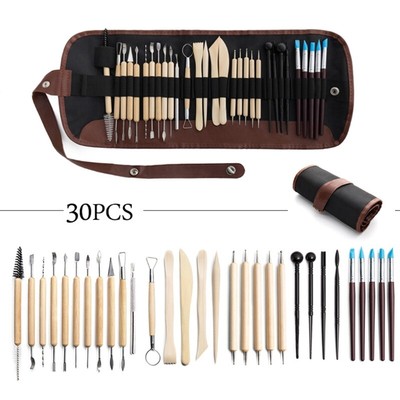 Pottery Tool Set of 30 Carving Sculpture Wooden Handle Modeling Kit Supplies