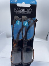 Two 2 Magnifeye Reading Glasses Frameless 1.50 Tortoise 1.50x W/ Cases