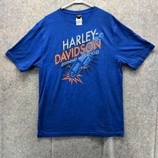 Harley Davidson Shirt Men Large Adult Blue Spell out 2018 Motorcycle Biker NEW