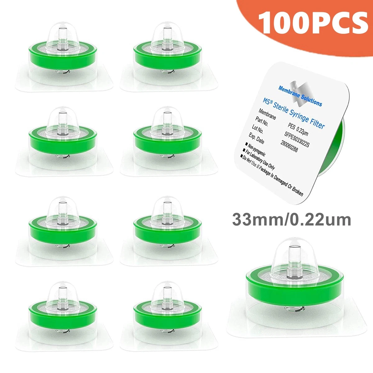 Lab Syringe Filters, PTFE Membrane, 0.22μm, 25mm, Hydrophobic - 30/50/100pcs 9 thumbnail image
