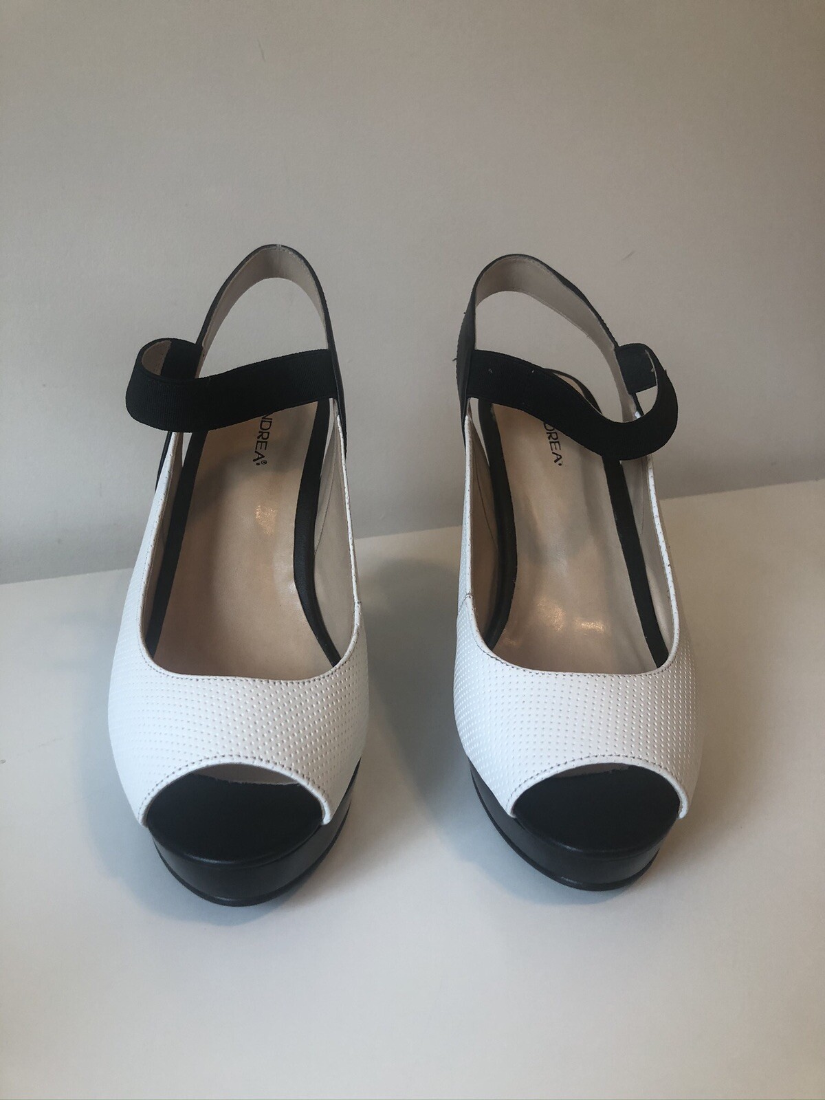 Andrea Zapatillas Abiertas Blanco Y Negro # 6 Mx Open Toes High Heels Black  | eBay