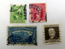 Canal Zone #105, #106, #107, #112 Stamps, Used